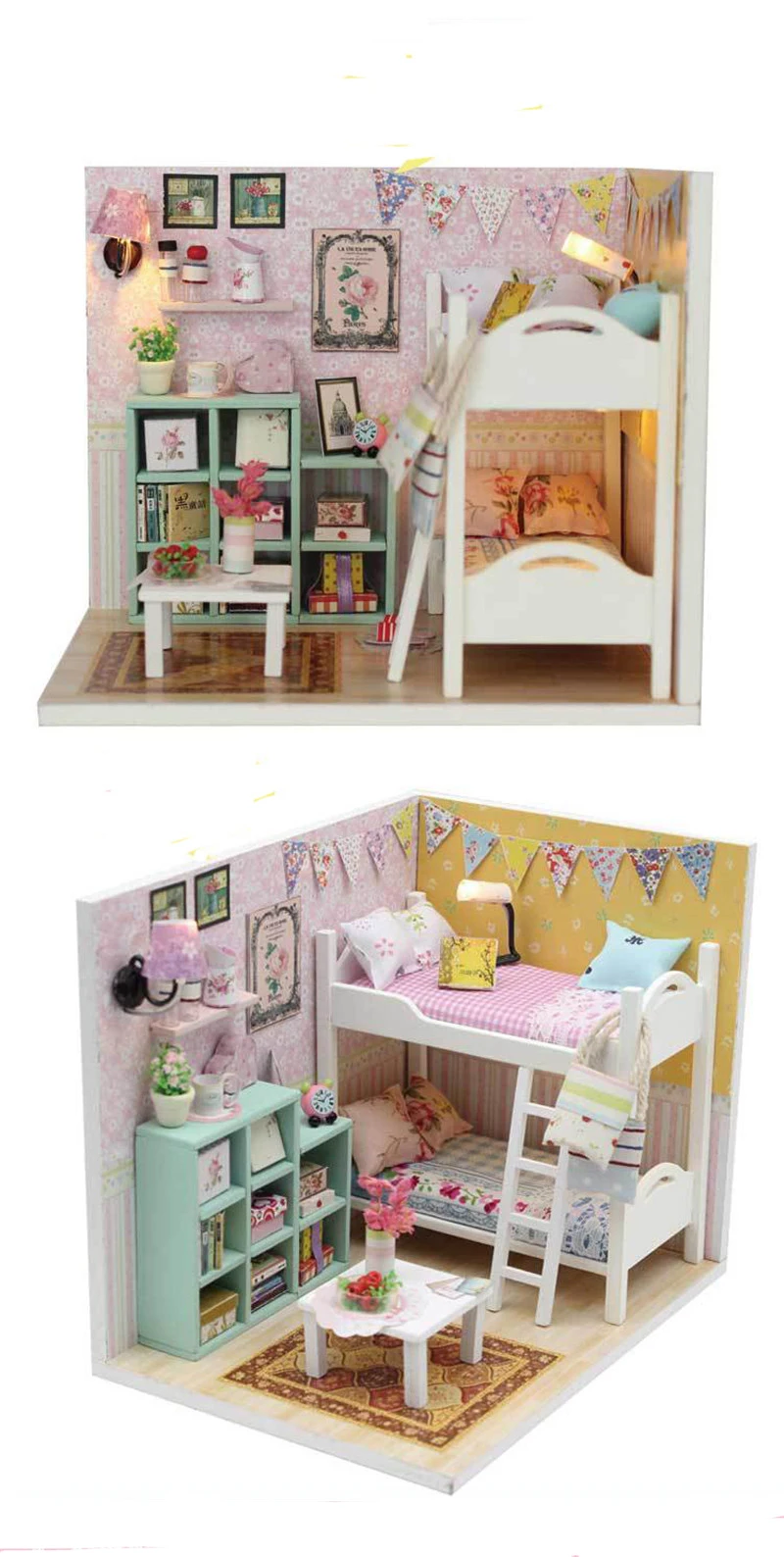 Doub K kawaii мебель игрушка миниатюрная спальня Дерево DIY куклы дом ролевые игры игрушки для девочек Дети кукольный домик творческие подарки