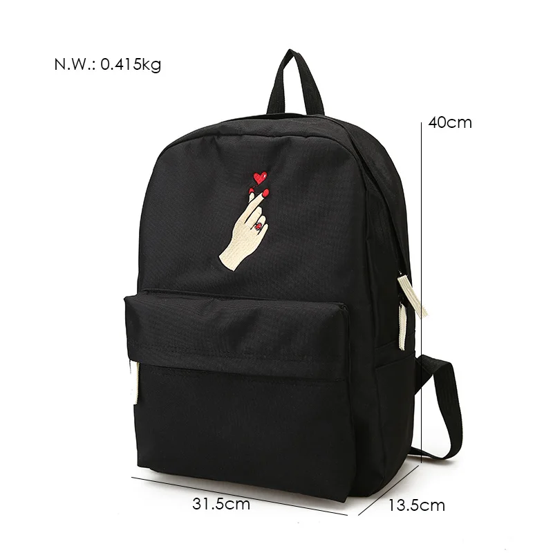 Men Canvas Backpack Cute Fashion Women Rose Embroidery Backpacks for Teenagers Women's Travel Bags Mochilas Rucksack School Bags (57)