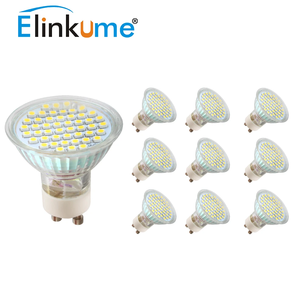 Elinkume GU10 Светодиодный светильник 2 Вт 3 Точечный 48 60 шт. SMD3528 домашняя лампа со