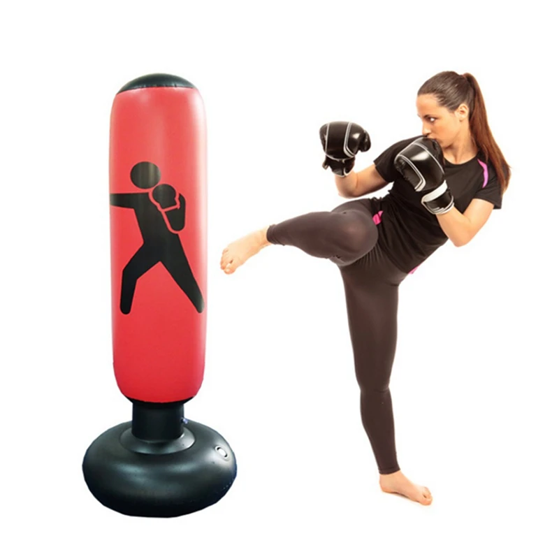 

1.6M Inflatable Thickening Boxing Tumbler Bag PVC Boxing Pillar Tumbler Fight Column Stress Punch Bag Heavy Tower Bag Fitness
