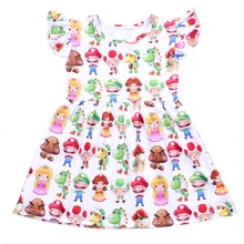 Платье для маленьких девочек с рукавами-крылышками; детское летнее платье с героями мультфильмов; Вечерние платья из мягкого молочного шелка с рукавами-крылышками