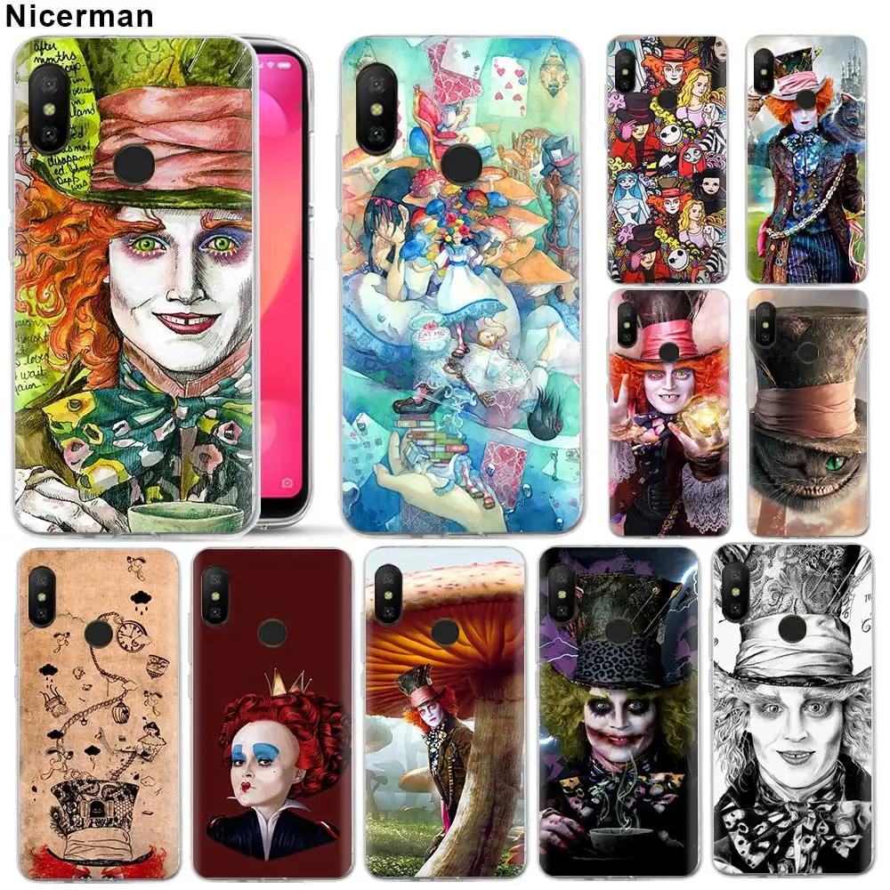 

Soft Silicone Coque for Xiaomi Mi A1 A2 Lite 6X 5X 8 Lite Play Redmi Note 6 7 Cover Alice in Wonderland mad hatter Clear TPU cas