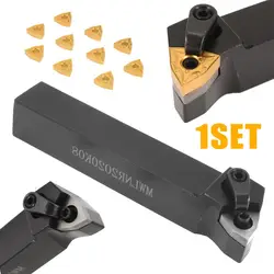 10 шт Золотой WNMG080404 карбида вставки + MWLNR2020K08 точения держатель инструмента 125 мм с ключом для полу-отделка