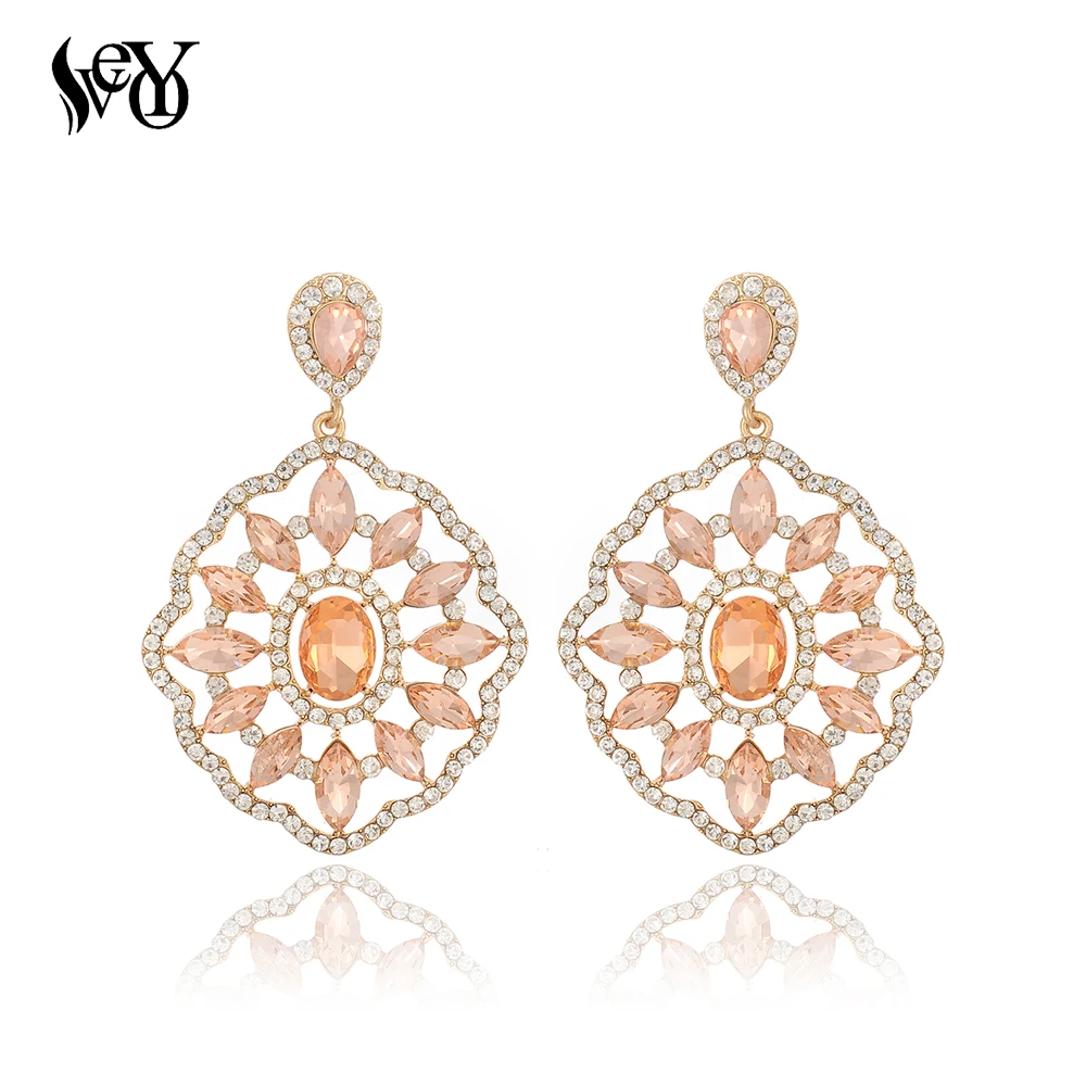 

VEYO Luxury Crystal Drop Earrings for Women Elegant Rhinestone Pendientes Top Quality New Arrival