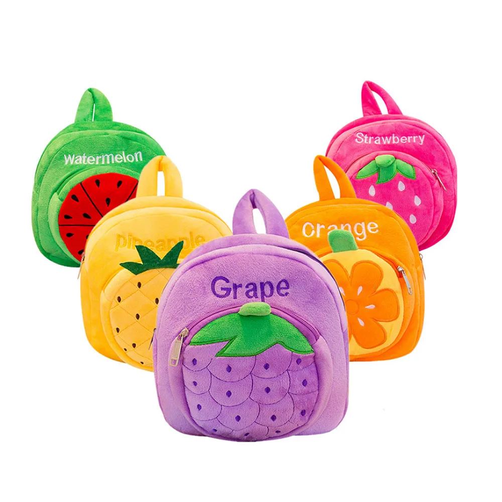 Cute Cartoon Fruit Baby Toy School Bag Fruit Shape Mini Plush Backpack Kids Outdoor Travel Pack 4