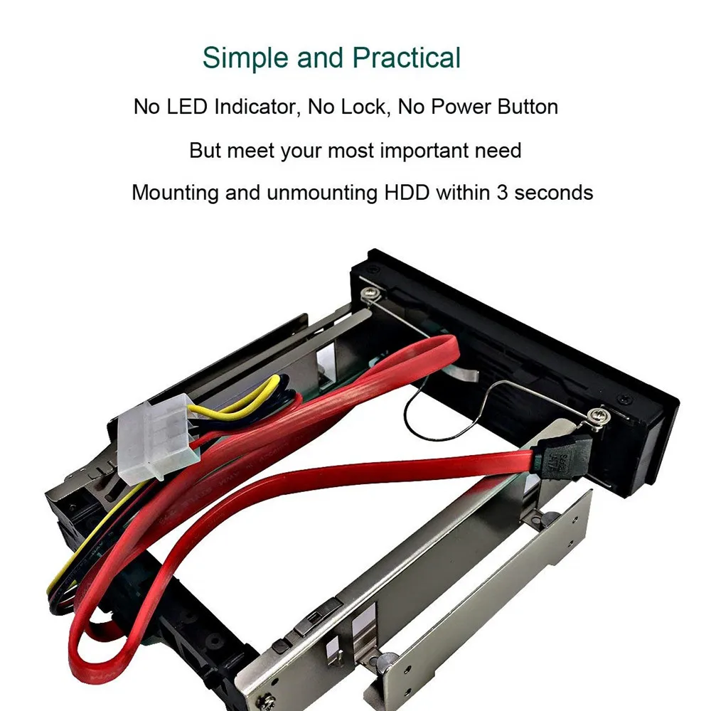 Internal 5.25 Inch CD-ROM HDD Mobile Rack Mounting Bracket Frame Enclosure with SATA Cable for 3.5 Inch SATA I/II/III Hard Drive