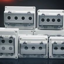 Открытый водонепроницаемый IP67 кнопочный ящик с окошком крышка от дождя переключатель коробка аварийный стоп сигнальный светильник управление коробка 22 мм отверстие