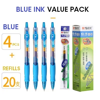 BU 24PCS VALUE PACK Andstal, Китай, № 1, выдвижная гелевая ручка, 0,5 мм, M& G, черный, синий, красный, гелевая ручка для заправки, школьные канцелярские принадлежности, канцелярские ручки - Цвет: BU 24PCS VALUE PACK