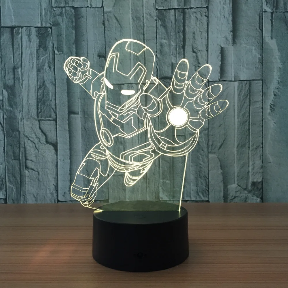 Светодиодная лампа Железного человека 7 цветов 3d ночник для сна детей|led night light|night