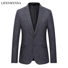 Горячая Распродажа, модный мужской повседневный Блейзер на двух пуговицах, приталенный мужской пиджак, однотонный пиджак, мужской L-7XL