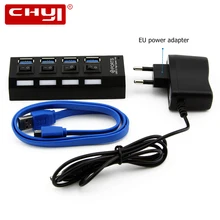 CHYI Mini USB HUB 3.0 Super Speed 5Gbps 4 Ports Portable Micro USB 3.0 Splitter With External Power Adapter For PC Accessories