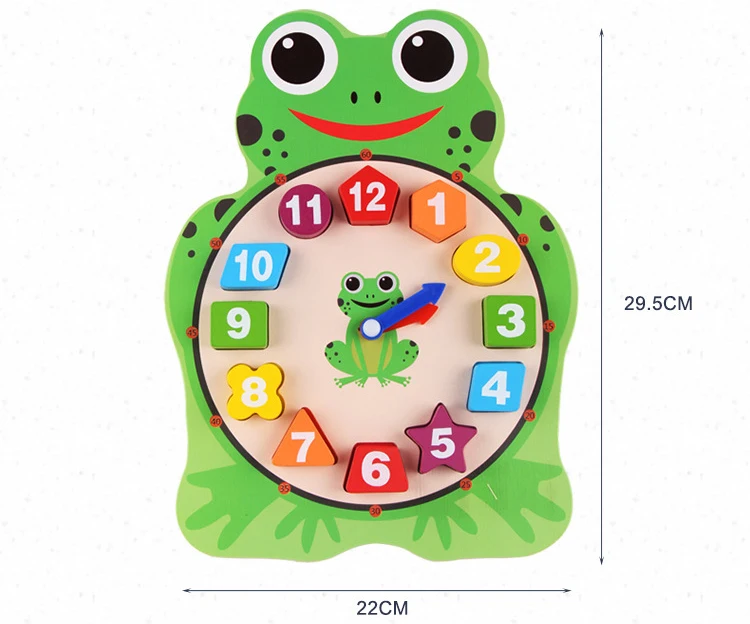 Детские дерево мультфильм часы милые животные лягушка Сова цифровой номер 1-12 часов головоломки геометрические Форма головоломки матч