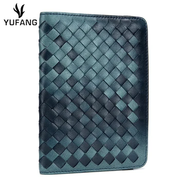 

YUFANG Passport Wallet Women Genuine Leather Ladies Card Holder Genuine Leather Female Business Passport Holder Brand Knitting