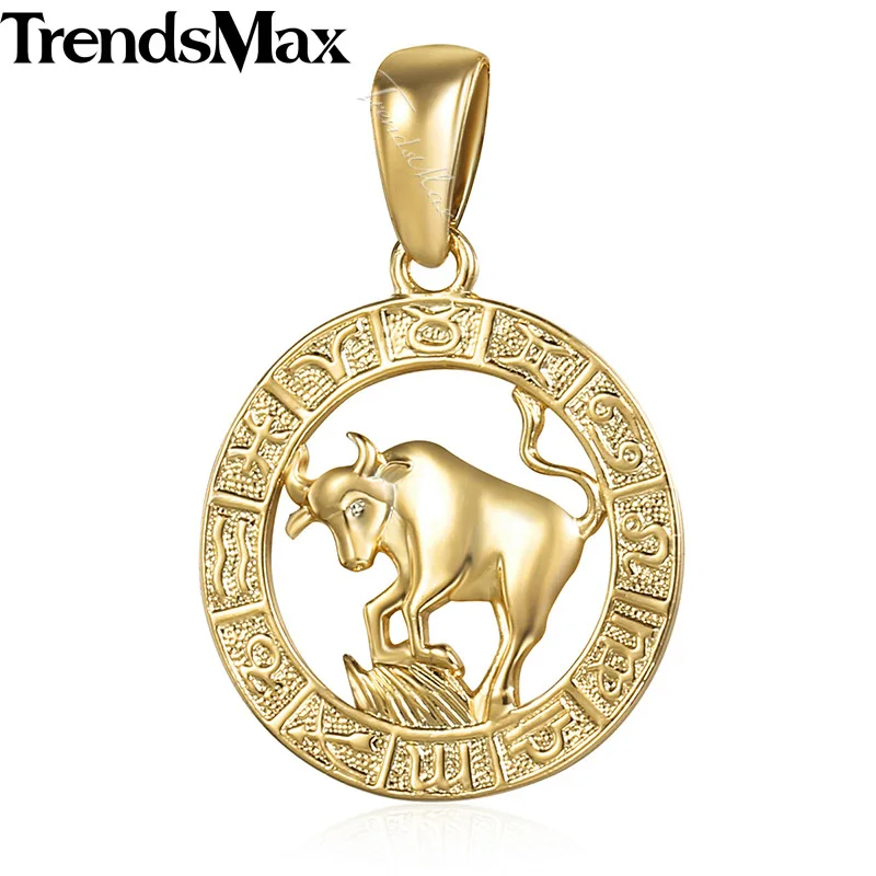 Trendsmax 12 Знак зодиака Созвездия подвески ожерелья для женщин и мужчин 585 розовое золото мужские ювелирные изделия Модные подарки на день рождения GPM16 - Окраска металла: GP358 Taurus