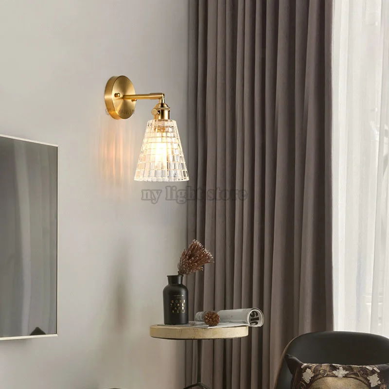 Modern Luxury LED Copper Clear Glass Shade Wall Light Sconce For Foyer Living Room | Освещение