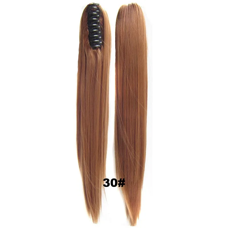 DELICE Long Straight Claw Ponytails Ombre Color Heat Resistant Synthetic Hair Pony Tails Extensions For Women - Color: #30