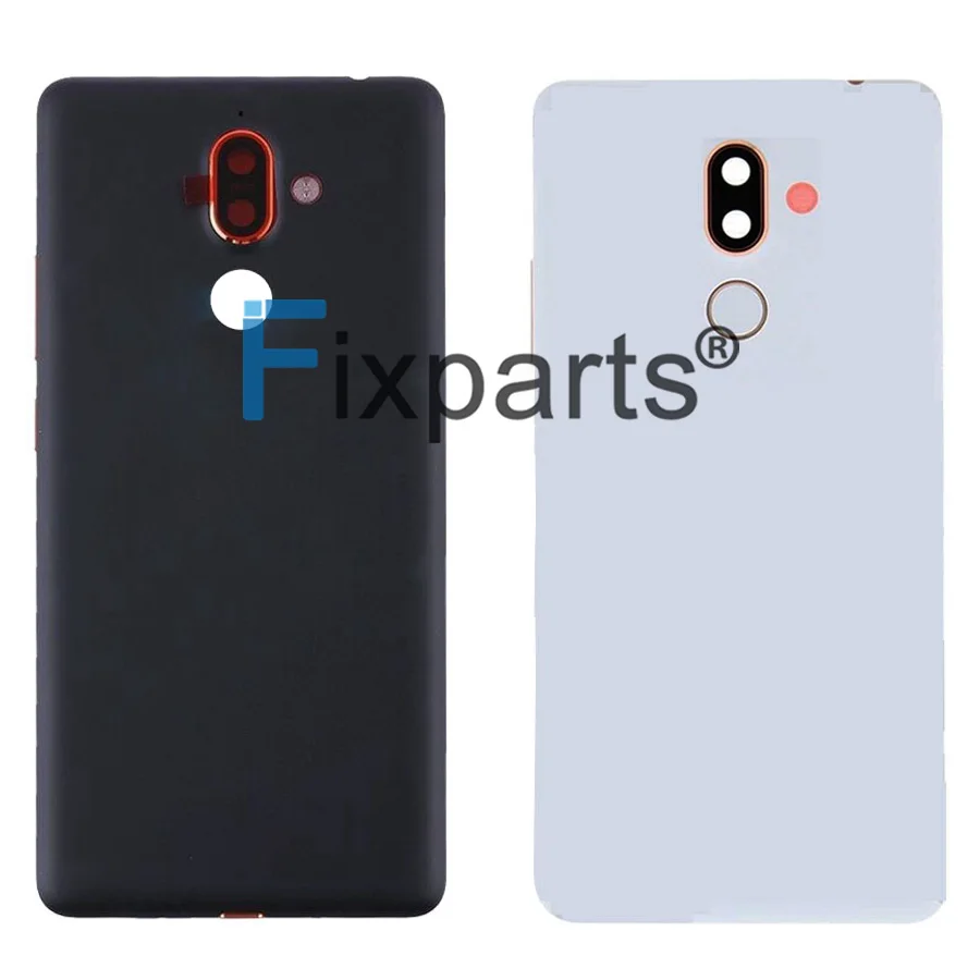 Чехол для Nokia 7 Plus, задняя крышка батареи, металлический задний корпус, дверной чехол с кнопкой+ стекло для объектива камеры E7 Plus, чехол
