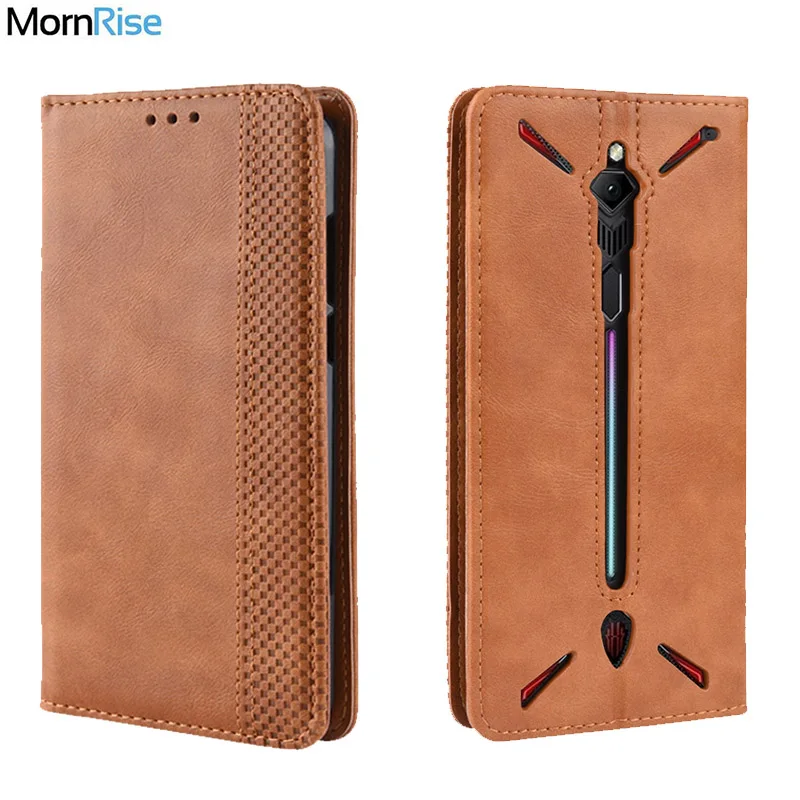 

Luxury Retro Slim Magnetic Leather Flip Cover For ZTE Nubia Red Magic 3 3S Case Book Wallet Card Stand Soft Cover Phone Bags