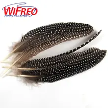 Wifreo 10шт натуральный цвет черный белый DOT Плюм перо вязания мушек крыло хвост Материал 13 ~ 16 см Длина 