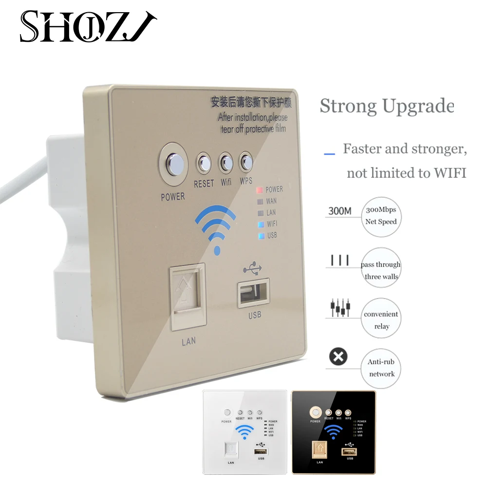 

USB WIFI Panel Charging Socket Smart Home 86 type Wireless Wall Socket Panel Router WiFi Repeater 300Mbps with USB LAN 3G