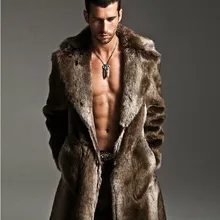 Мужская мода, винтажный стиль, роскошный меховой воротник, кожа, искусственная норка, негабаритное пальто, куртка, парка, пальто, теплая зимняя верхняя одежда