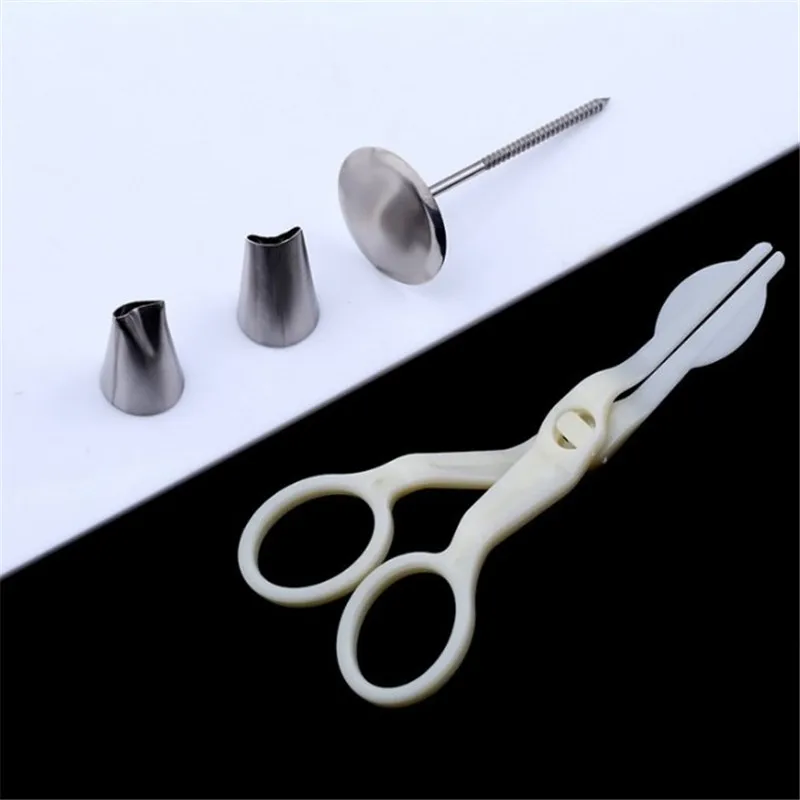 

TTLIFE 4Pcs Stainless Steel Cake Flower Needle Scissor Cupcake Icing Cream Decorating Tool Cake Decorating Nails Nozzle Tips