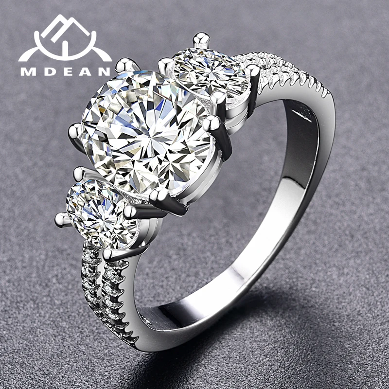 MDEAN White Gold Color AAA Zircon Engagement Rings for Women Wedding
