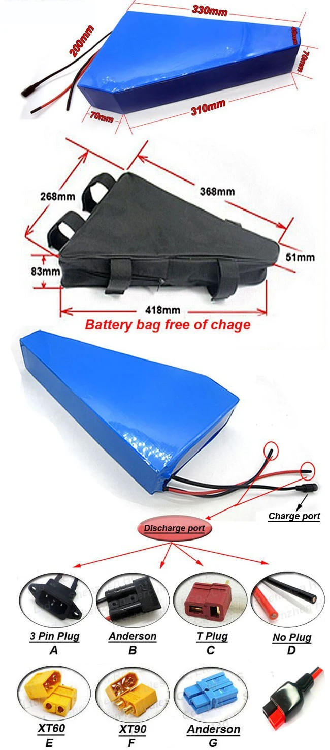 Discount 60 Volt Ebike Triangle Battery 16S8P 18650GA 60V 28Ah Lithium Ion Battery Pack for 2000W 3000W Electric Hub Motor 1