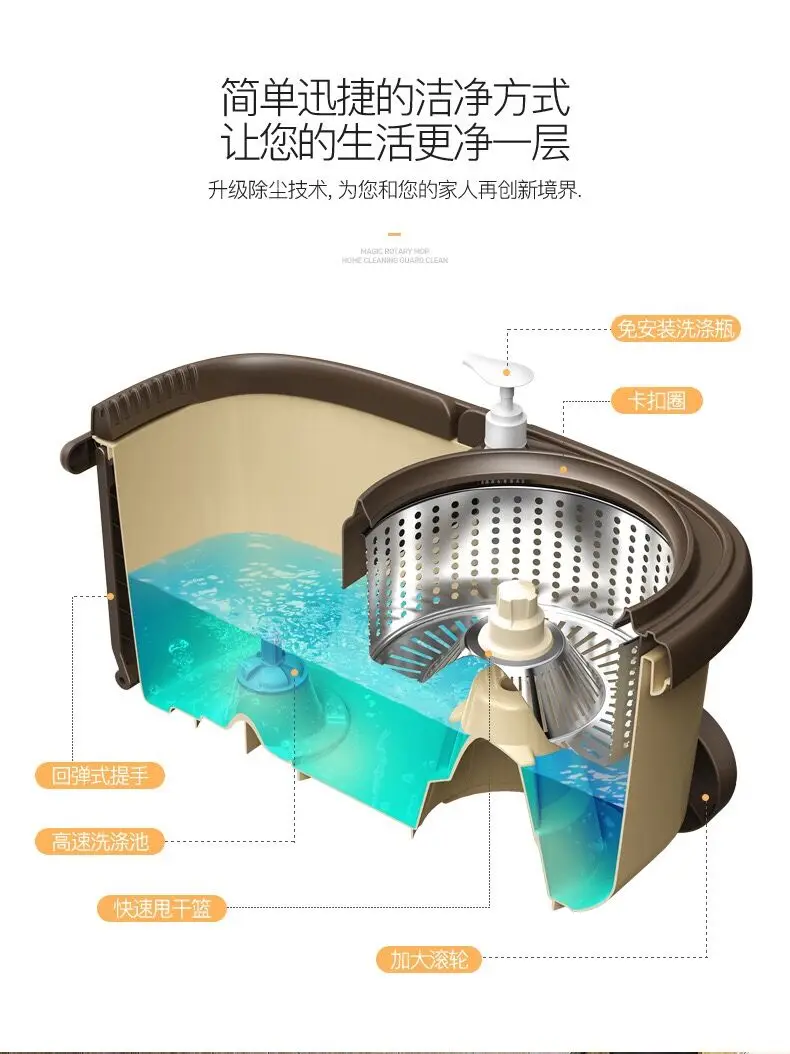 Бытовая Волшебная швабра ведро кухонные инструменты для уборки ванной комнаты двойной привод ручной давление вращающаяся Швабра для уборки с ведром