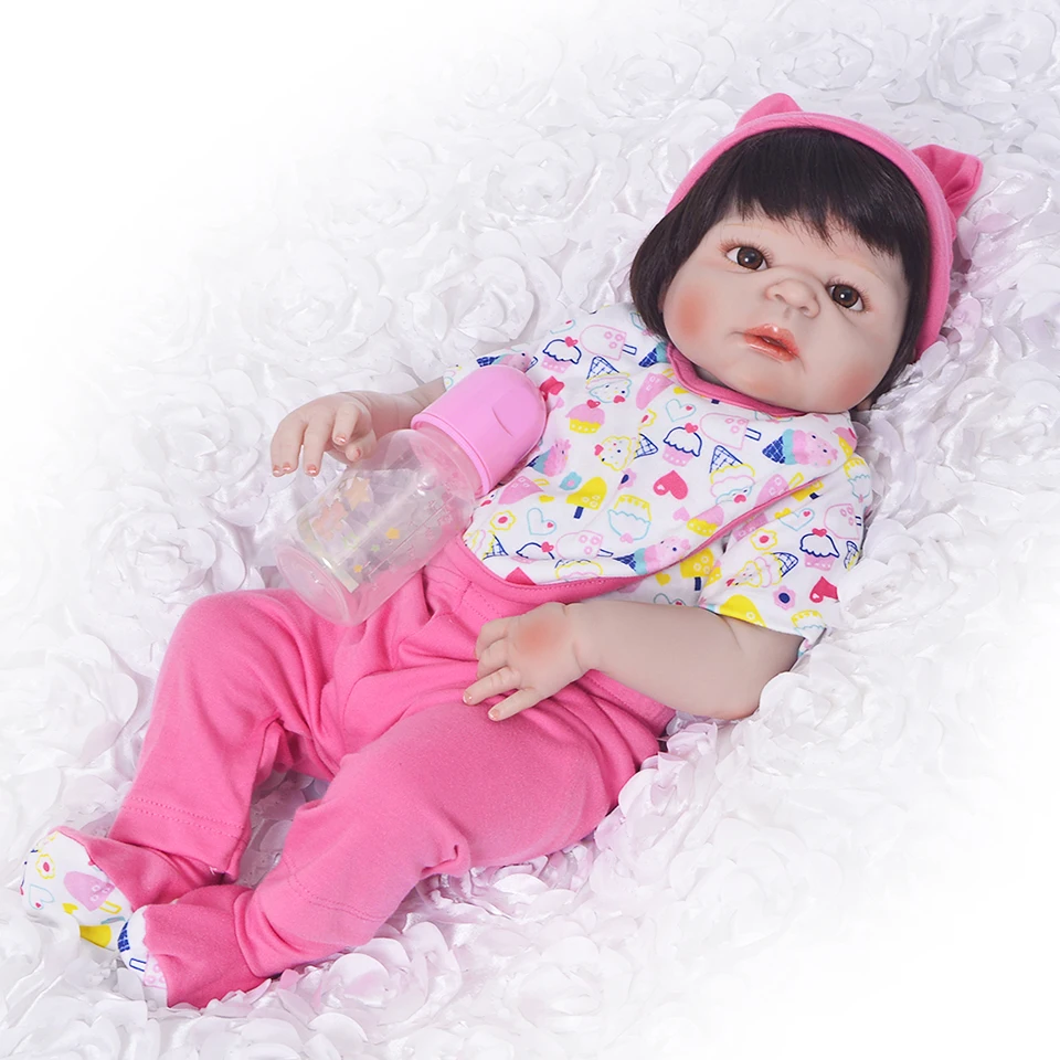 

New Handmade Lifelike Reborn Dolls Toy Full Silicone Vinyl Babies Doll 23'' Brinquedos For Toddler Gifts Menina Reborn Baby