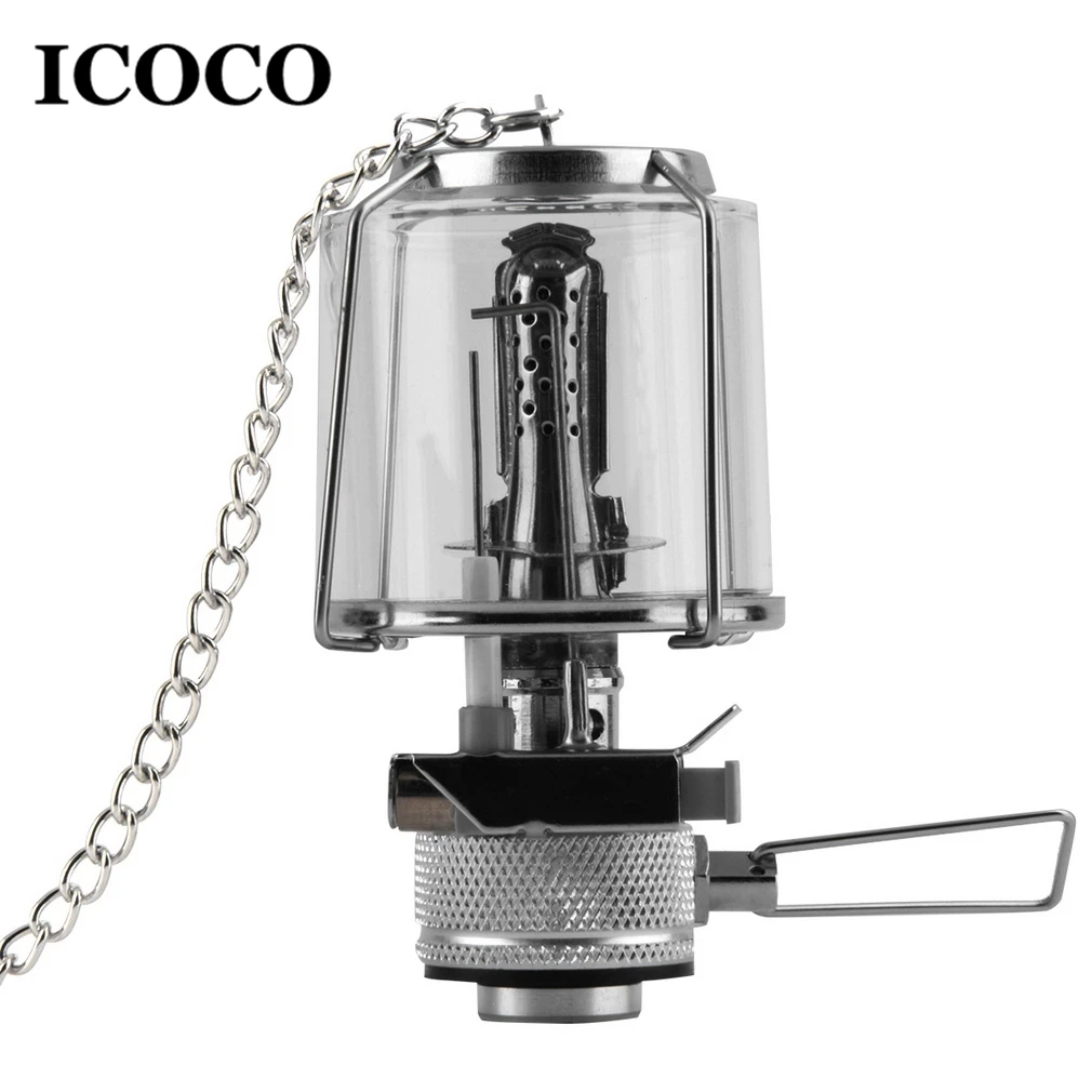 ICOCO 80LUX открытый кемпинг фонарь Портативный алюминиевый газовый фонарь Палатка Лампа Фонарь подвесной стеклянный ламповый дымоход бутан для путешествий