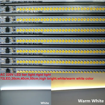 10pcs/lot 220Vac 2835SMD 30/40/50CM 7w warm cold white dimmable bright LED Bar Light Showcase Hard Strip Cabinet LED Rigid light 5 10 20pcs super bright ac220v led bar light 2835 hard rigid bar light smd 2835 30cm 12 led aluminum led strip light for cabinet