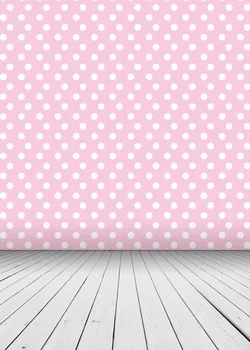 

Cloth Printed Photography Filming Photobooth Banner Background Pink Dots Wallpaper Vinyl Backdrops Banner White Wood Floor