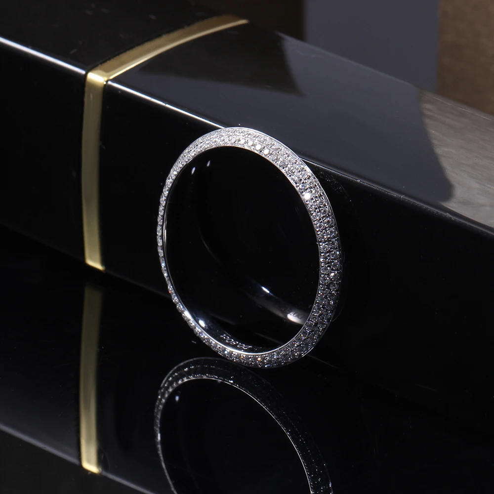 DovEggs 14K 585 Белое золото 0 8 мм бриллиантовый Муассанит Свадебный ремешок для женщин