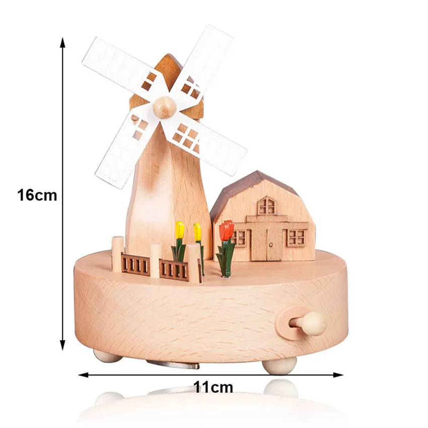 Новая романтическая ветряная мельница деревянная музыкальная шкатулка вращающаяся музыкальная шкатулка ремесла Ретро домашнее украшение детские игрушки Рождественский подарок на день рождения