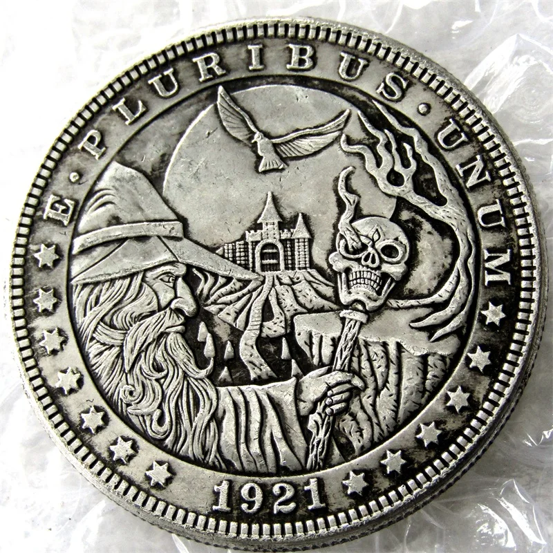 

HB(34)US Hobo 1921 Morgan Dollar In Wizard Creative Coin Pressed Copy Coins