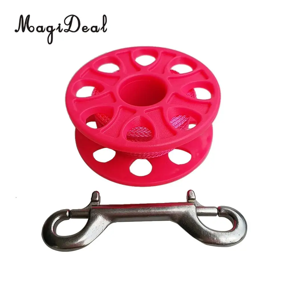 MagiDeal 18m / 30m Plastic Dive Reel Spool with Safety Bolt Snap Clip for Wreck Cave Technical Scuba Diving Snorkeling - 5 Color