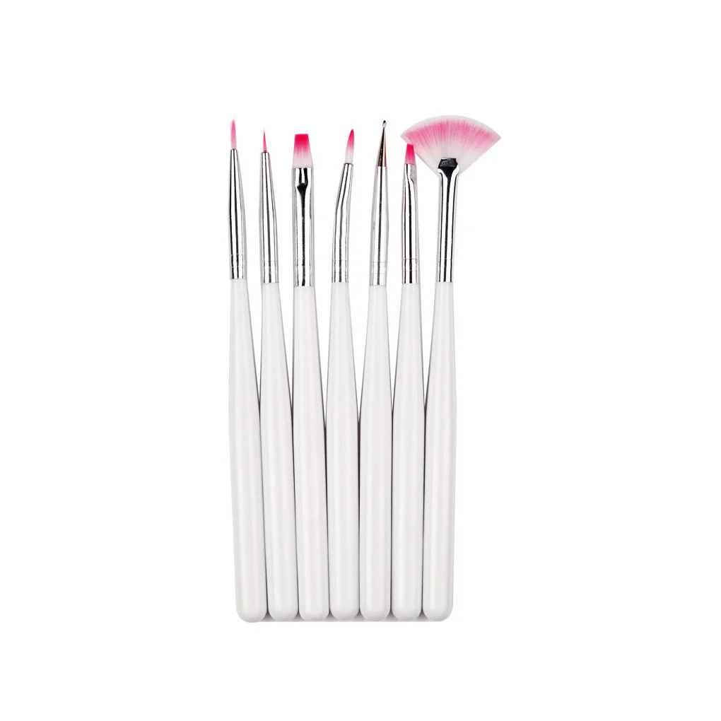 

Brand New 7pcs/set Nail Painting Brushes UV Gel Acrylic Nail Art Brush Manicure Brush Pen Dotting Painting White Nail Brush Set
