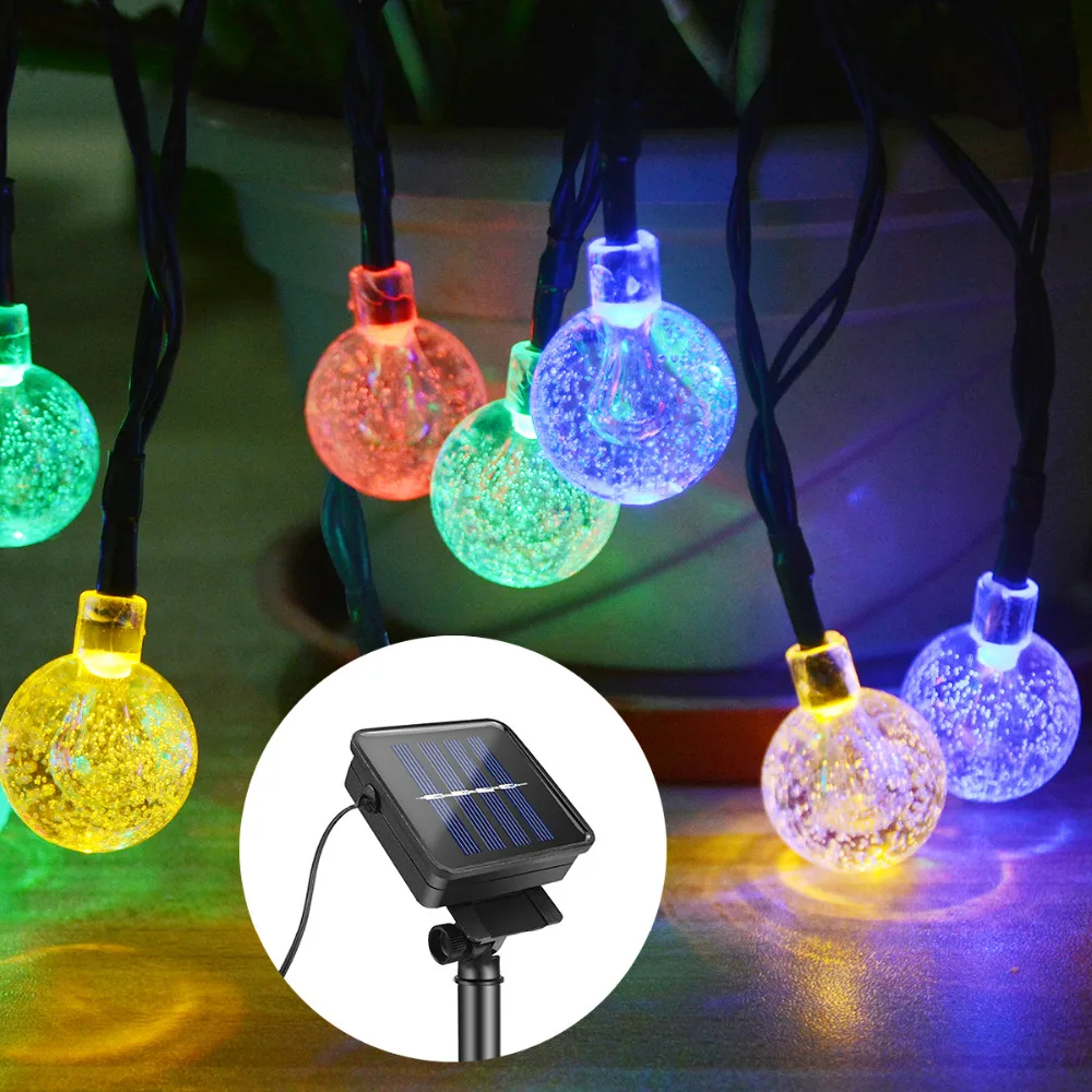 6M 20FT 30leds Crystal Ball fairy String Solar lamp Outdoor Holiday
