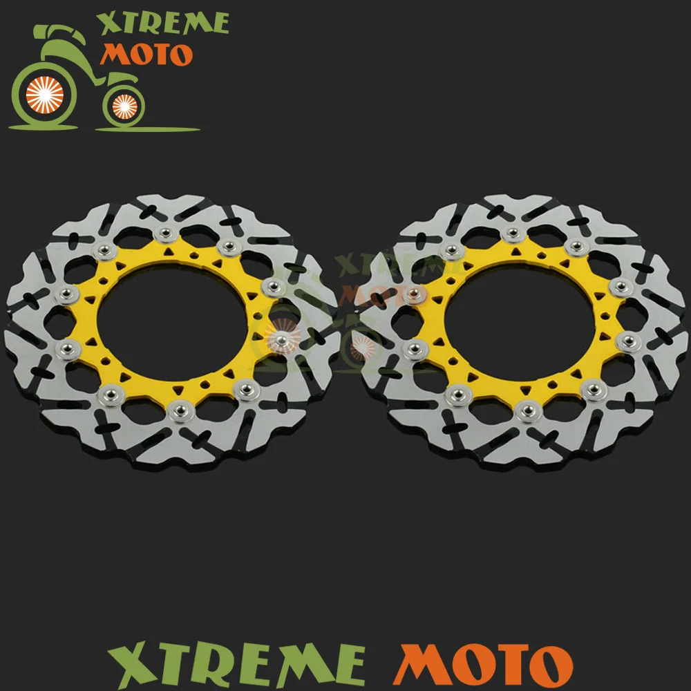 

2PCS Gold Motorcycle Front Floating Brake Disc Rotor For YZF R6 FZ6 Fazer XJ6 600 MT03 660CC 06-11 MT09 850CC ABS 14-15