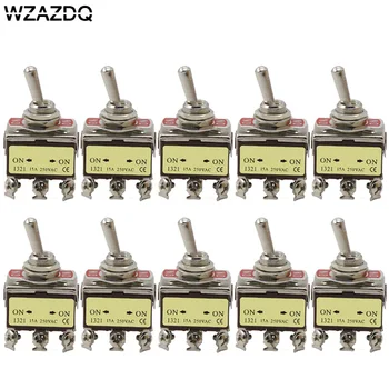 

10pce high quality button switch 1321 wall rocker toggle switch six legs two gears silver contacts