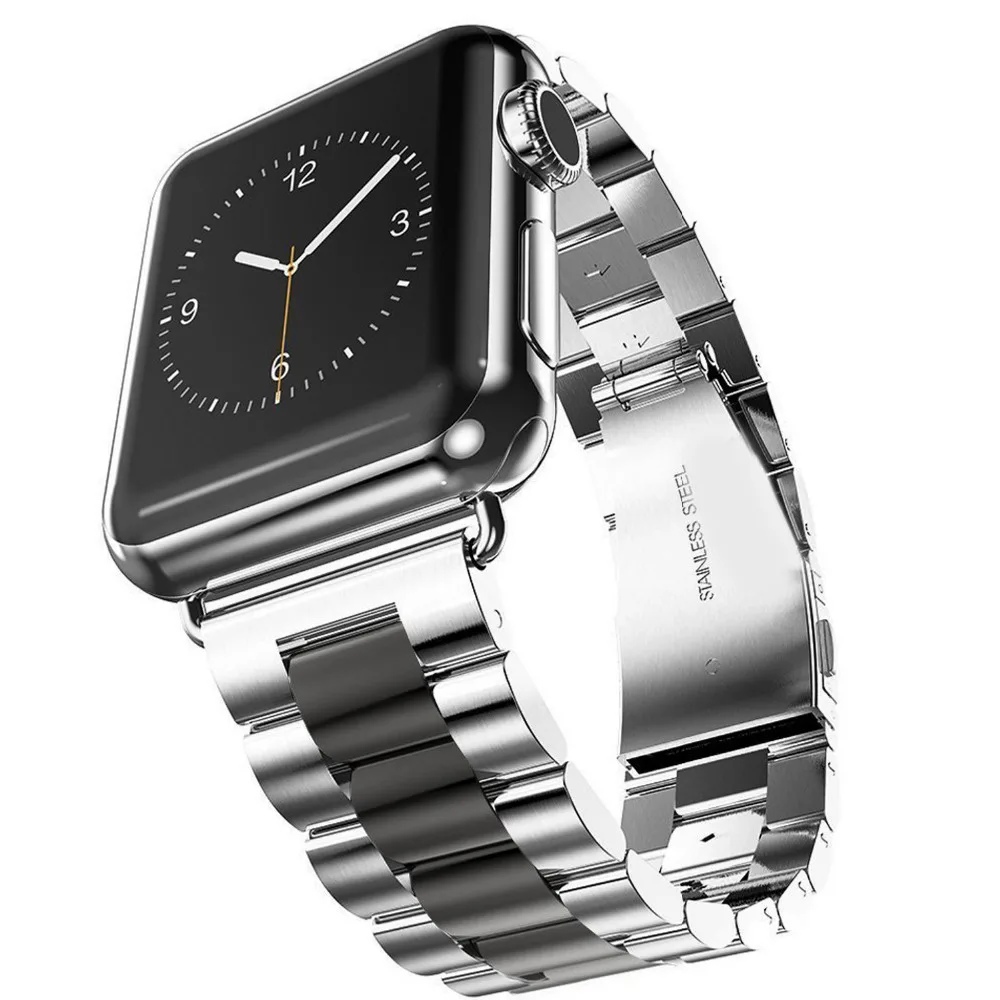 Нержавеющая сталь ремешок переходник для iwatch Apple Watch серии 3 1 2 38 мм 42 мм браслет на запястье Ссылка ремень браслет Цвета: черный, золотистый, серебристый