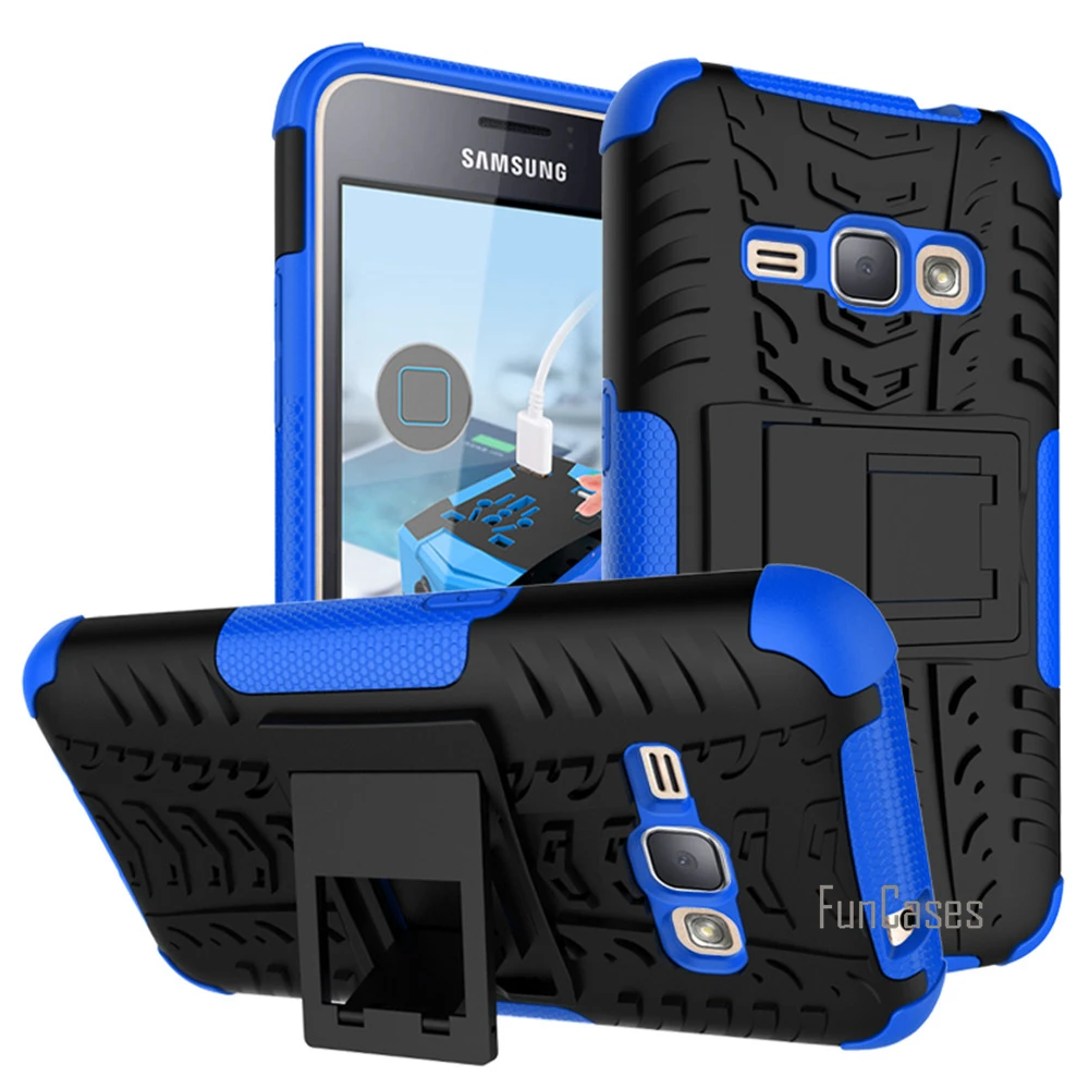 Для Samsung Galaxy J1 J120 J120F чехол Гибридный Подставки Dazzle Прочная резиновая Панцири PC+ TPU стенд Функция противоударный чехол - Цвет: blue