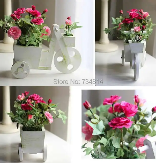 Free shipping!!!Spun Silk artificial flower Punk Style with Wood & Plastic Rose mixed colors 24x10x15cm 4PCs/Lot | Дом и сад