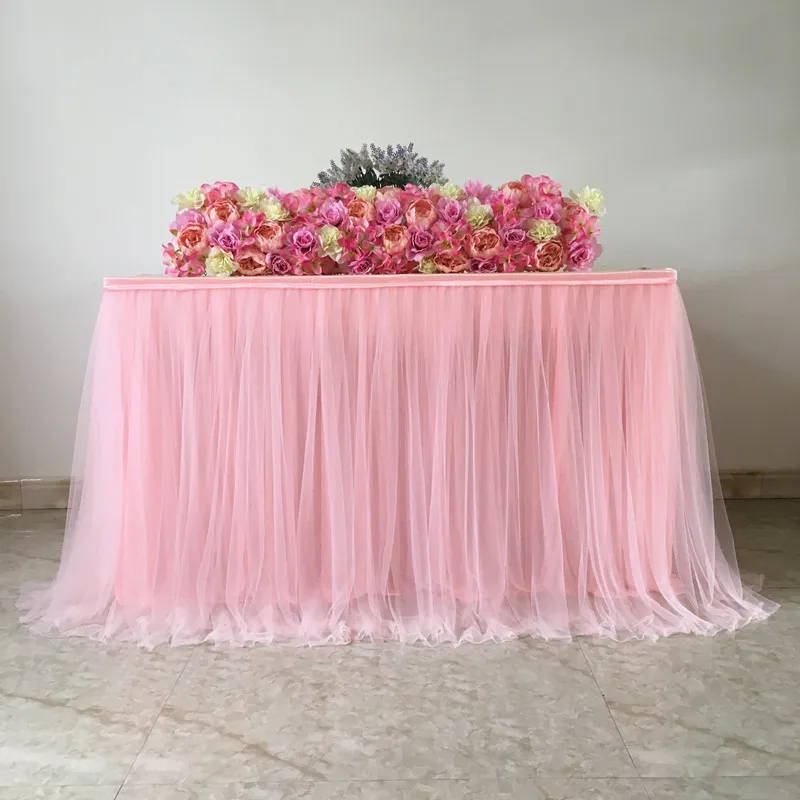 

100*80cm MultiColor Table Skirt Tableware Cloth Wedding Decorations Baby Shower Party Tulle Tutu Table Skirting Kids Birthday