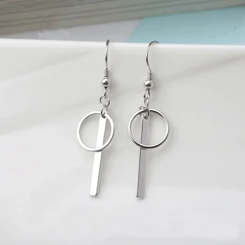 

Fashion Circle Geometric Design Earrings S925 standard silver simple design personality popular Tassel Drop Earrings