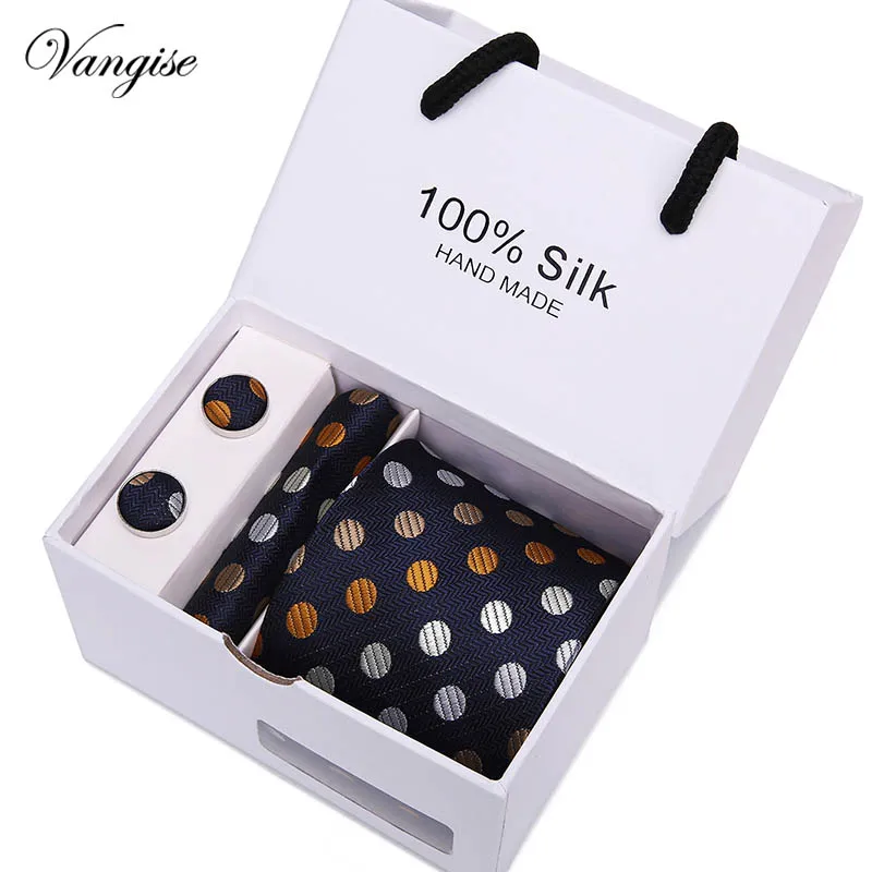 Дизайн набор галстуков с подарочной коробкой жаккардовый плетеный галстук шелковый галстук Hanky запонки наборы галстуков для свадебной вечеринки для мужчин - Цвет: SB49