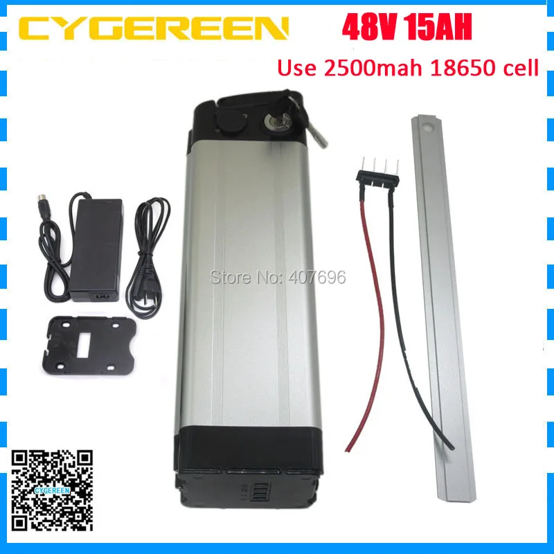 

750W ebike battery 48v 15ah lithium ion Battery 48Volt 15AH Use 2500mah cell with 20A BMS 54.6V 2A Charger