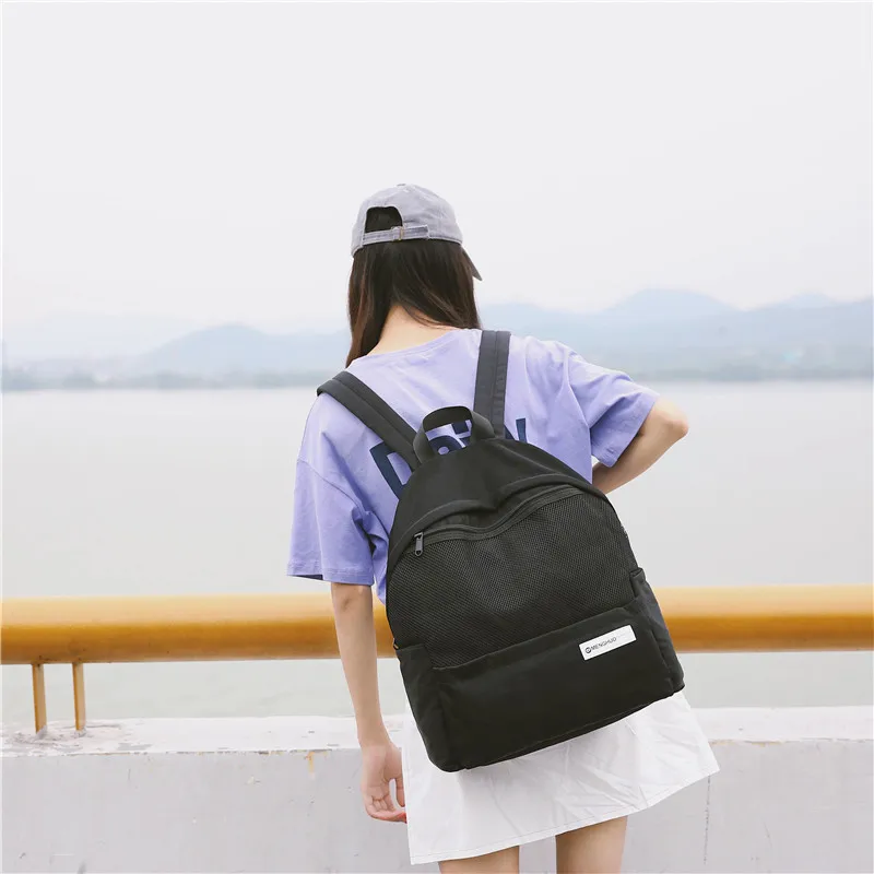 Menghuo Simple Style Net Backpack Women Backpacks for Teenage Girls School Bags Fashion Vintage Solid Leisure Book Bag Mochilas (5)