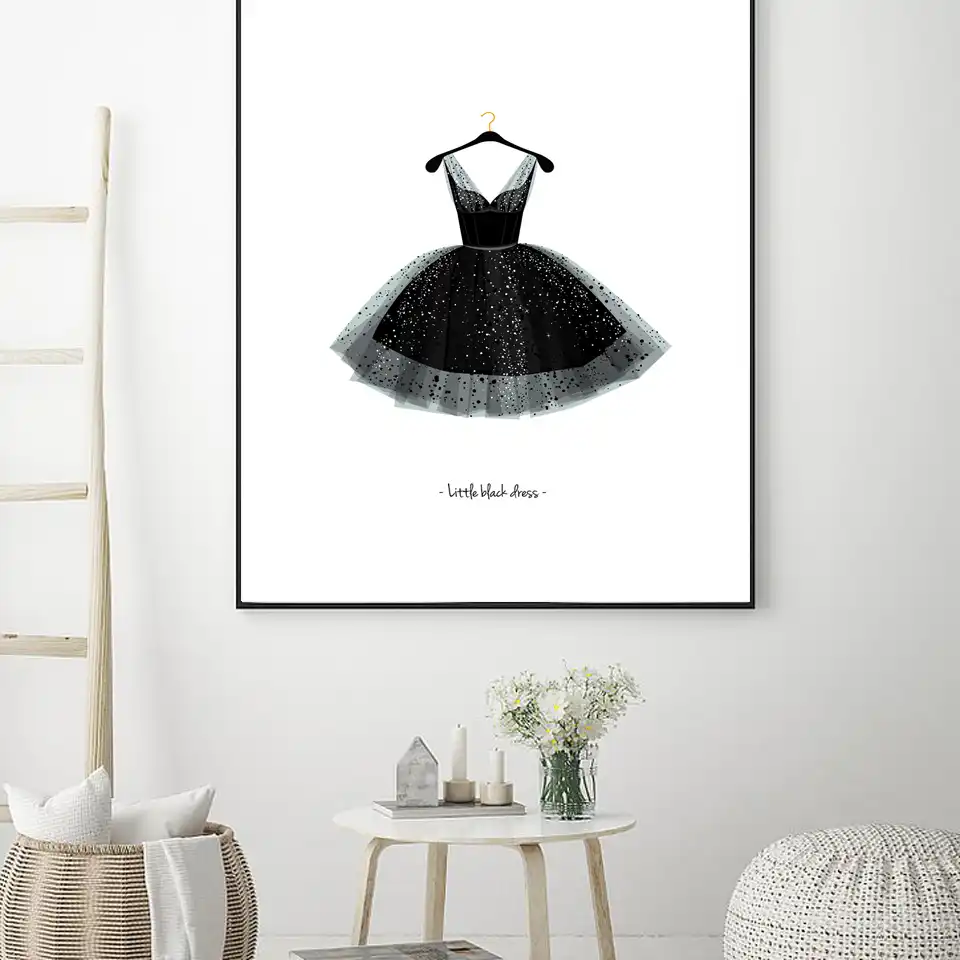 Cuadros Decoration Salon Robe Noire Pour Dame Tableau Noir Motifs Pop Art Affiches Citation Armoire Peintures En Toile Decor Pour Salon Aliexpress